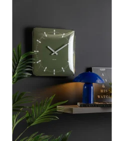 Wandklok Sucinto Dome Square - Groen - 35x35x35cm