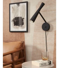 Wandlamp Bordeaux - Zwart - 10.5x26x34.5cm