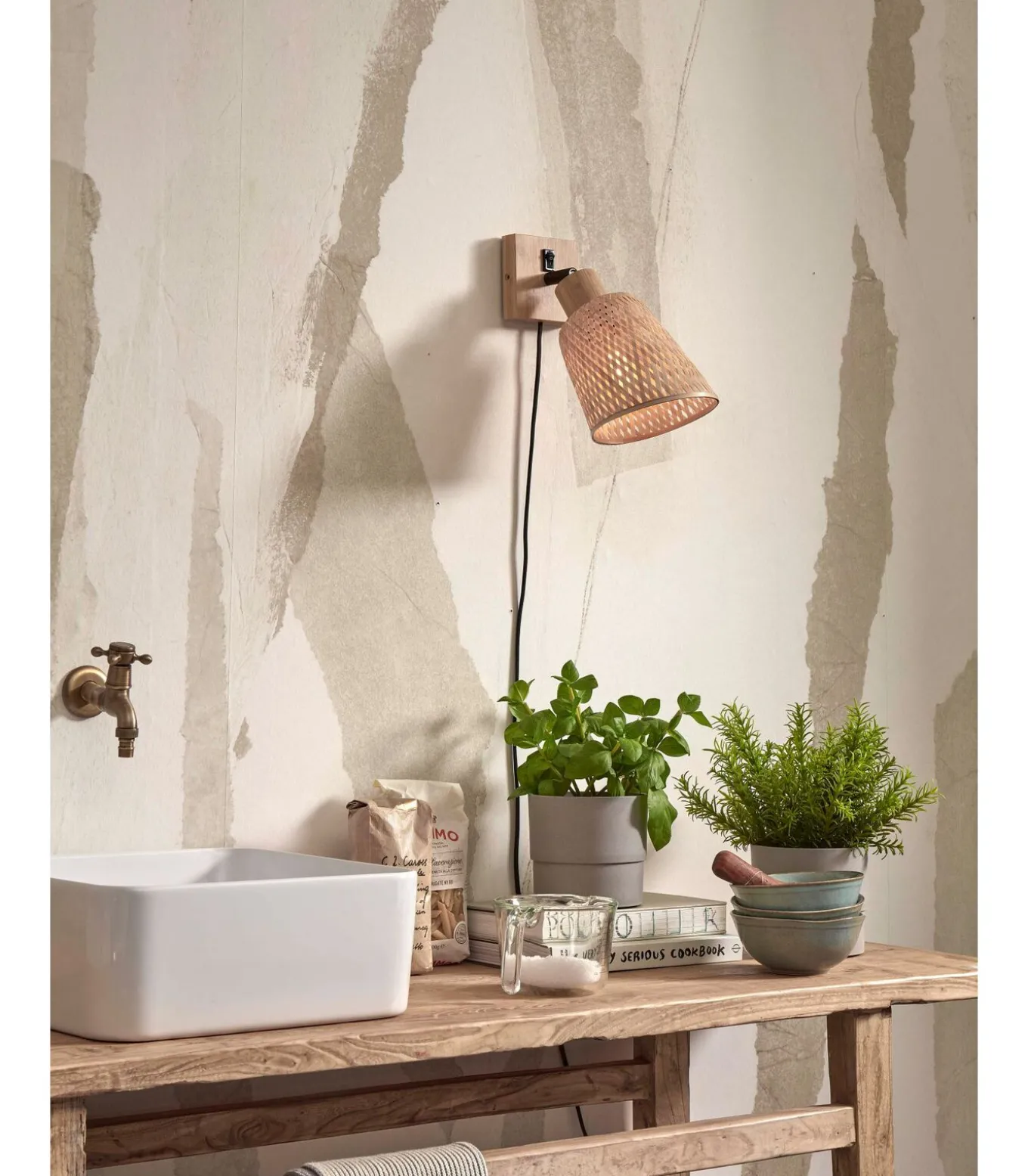 Wandlamp Java - Bamboe - Ø15cm