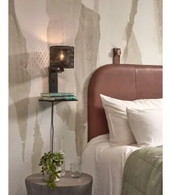 Wandlamp Java - Bamboe Zwart - 30x22x52cm