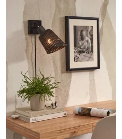 Wandlamp Java - Bamboe Zwart - Ø15cm