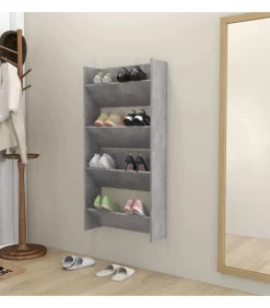 Wandschoenenkasten 2 st 60x18x60 cm spaanplaat betongrijs