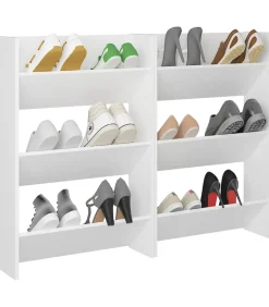 Wandschoenenkasten 2 st 60x18x90 cm spaanplaat wit