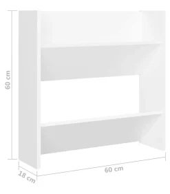 Wandschoenenkasten 4 st 60x18x60 cm bewerkt hout wit