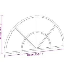 Wandspiegel boog 60x30 cm ijzer zwart