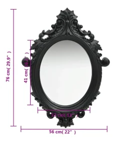Wandspiegel kasteel stijl 56x76 cm zwart