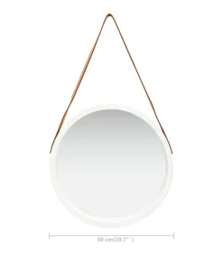 Wandspiegel met band 50 cm wit