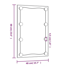 Wandspiegel met LED's rechthoekig 40x60 cm glas
