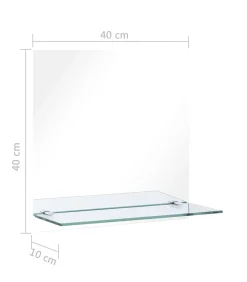 Wandspiegel met schap 40x40 cm gehard glas