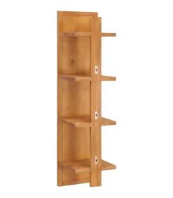 Wandspiegel met schappen 30x30x120 cm massief teakhout