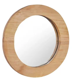 Wandspiegel rond 40 cm teakhout
