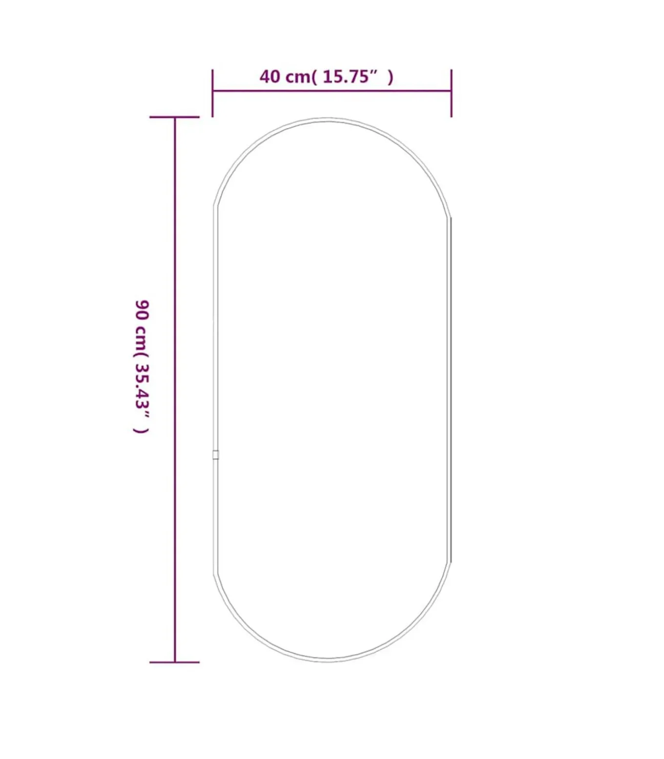Wandspiegel 90x40 cm ovaal zilverkleurig
