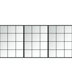 Wandspiegels 3 st 80x60 cm metaal zwart