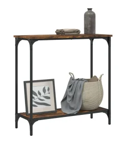 Wandtafel 75x30,5x75 cm bewerkt hout gerookt eikenkleurig