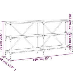 Wandtafel 160x30x75 cm bewerkt hout en ijzer sonoma eikenkleur