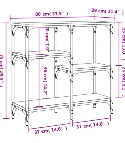 Wandtafel 80x29x75 cm bewerkt hout grijs sonoma eikenkleurig