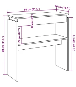 Wandtafel 80x30x80 cm bewerkt hout artisanaal eikenkleurig