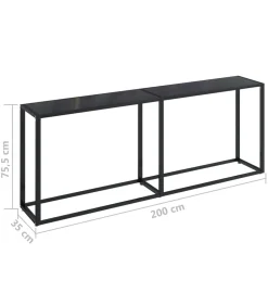 Wandtafel 200x35x75,5 cm gehard glas zwart