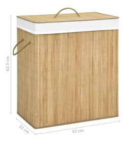 Wasmand met 2 vakken 100 L bamboe