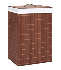 Wasmand met 2 vakken 72 L bamboe bruin