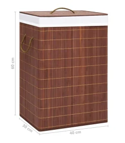 Wasmand met 2 vakken 72 L bamboe bruin