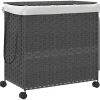 Wasmand op wielen 60x35x60,5 cm rattan grijs