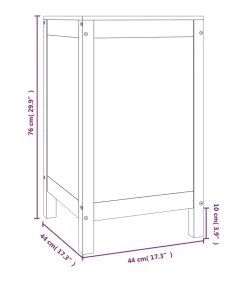 Wasmand 44x44x76 cm massief grenenhout