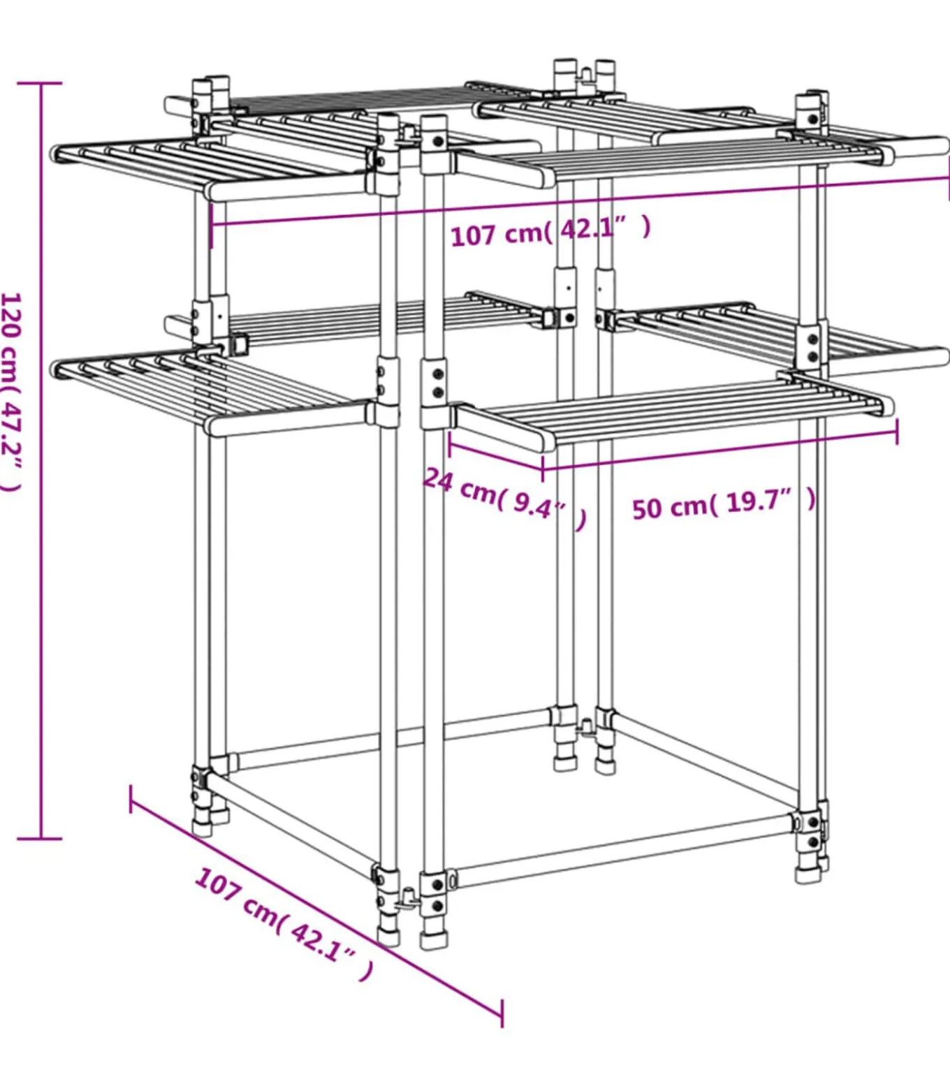 Wasrek 107x107x120 cm aluminium