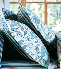 WATER GARDEN Bleu - Hoeslaken Satijn katoen