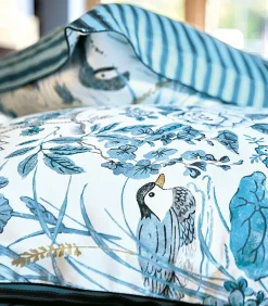 WATER GARDEN Bleu - Hoeslaken Satijn katoen