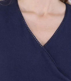 Wikkel T-shirt in marineblauw voor dames