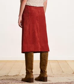 Wikkelrok van ribfluweel terracotta