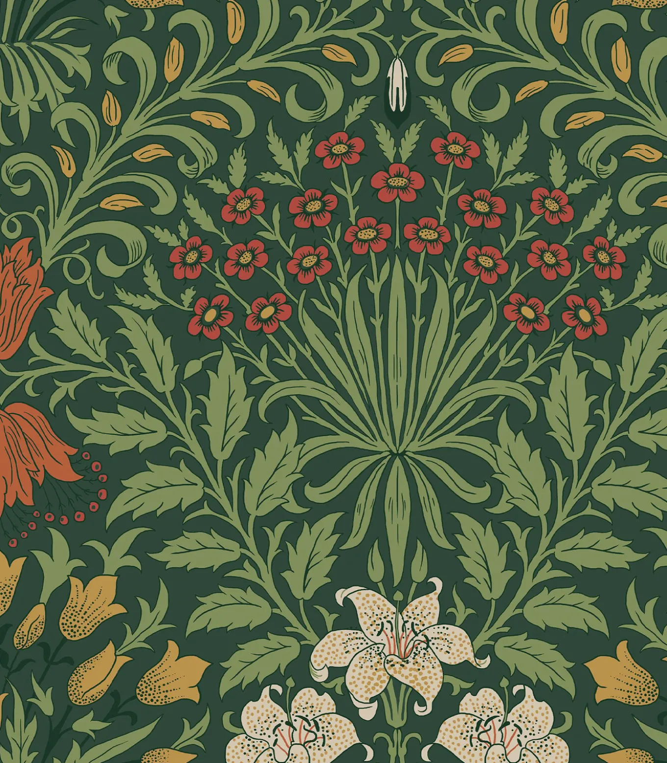 William Morris at Home Vliesbehang - Garden Moss Green - 1000x52