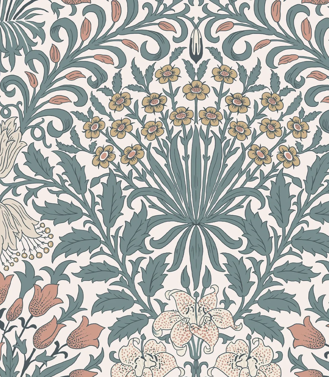 William Morris at Home Vliesbehang - Garden Dusty Blue - 1000x52