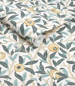 William Morris at Home Vliesbehang - Bird & Pomegranate Cloudy Blues - 1000x52