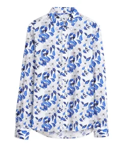 Wit herenoverhemd met bloemen