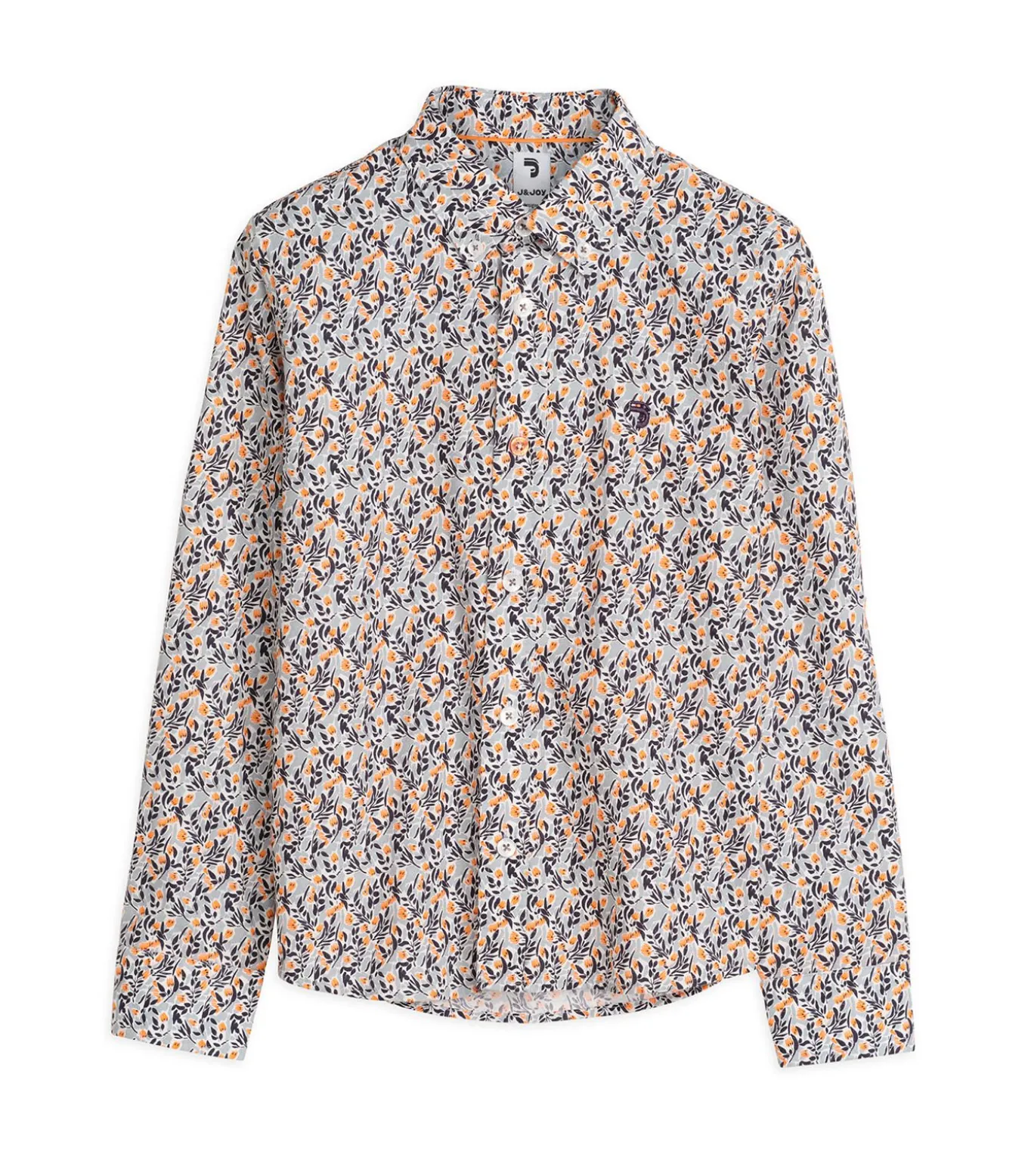 Wit jongensshirt met veelkleurige bloemenprint