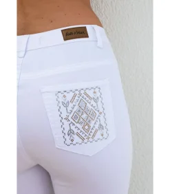 YONA - WITTE JEANS MET IKAT-STRASS-STEENTJES