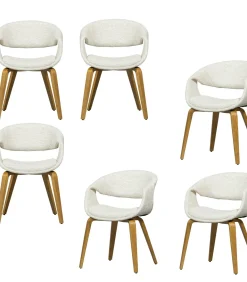 Yossi Eetkamerstoelen Houten Naturel Poot - Naturel - Set van 6