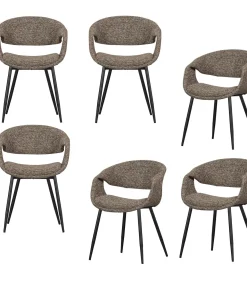 Yossi Eetkamerstoelen Metalen Zwarte Poot - Bruin - Set van 6