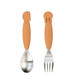 YummyPlus Lepeltje en Vorkje set Sea friends Mustard