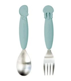 YummyPlus Vorkje ent Lepeltje set Sea friends Blue