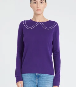 ZAYA 11 Intarsia Peter Pan Collar Trui - 100% kasjmier