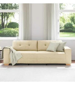 3-Zits Sofa met kussen Crème Stof