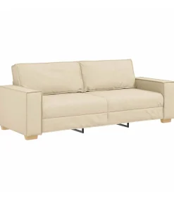 3-Zits Sofa met kussen Crème 220 x 78 x 84 cm Stof