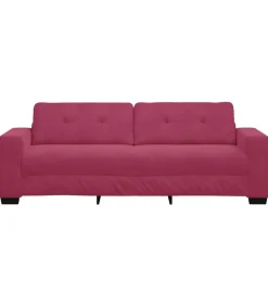 3-Zits Sofa met kussen Wijnrood Fluweel