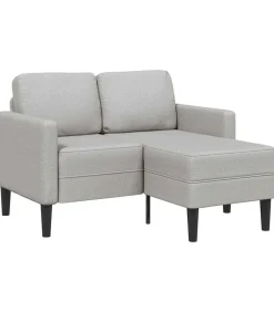 2-zitsbank met chaise L-vormige wolk 125 cm stof grijs