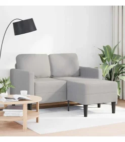 2-zitsbank met chaise L-vormige wolk 125 cm stof grijs