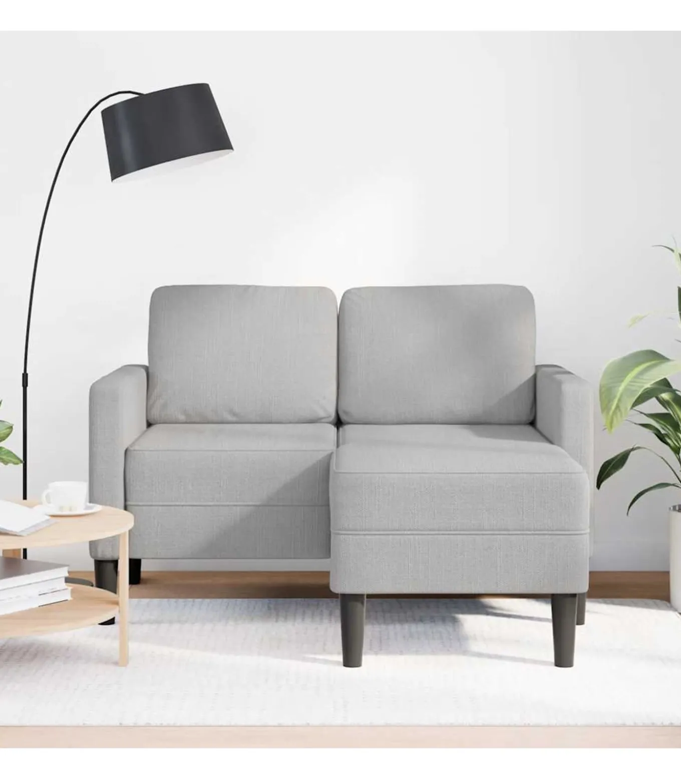 2-zitsbank met chaise L-vormige wolk 125 cm stof grijs