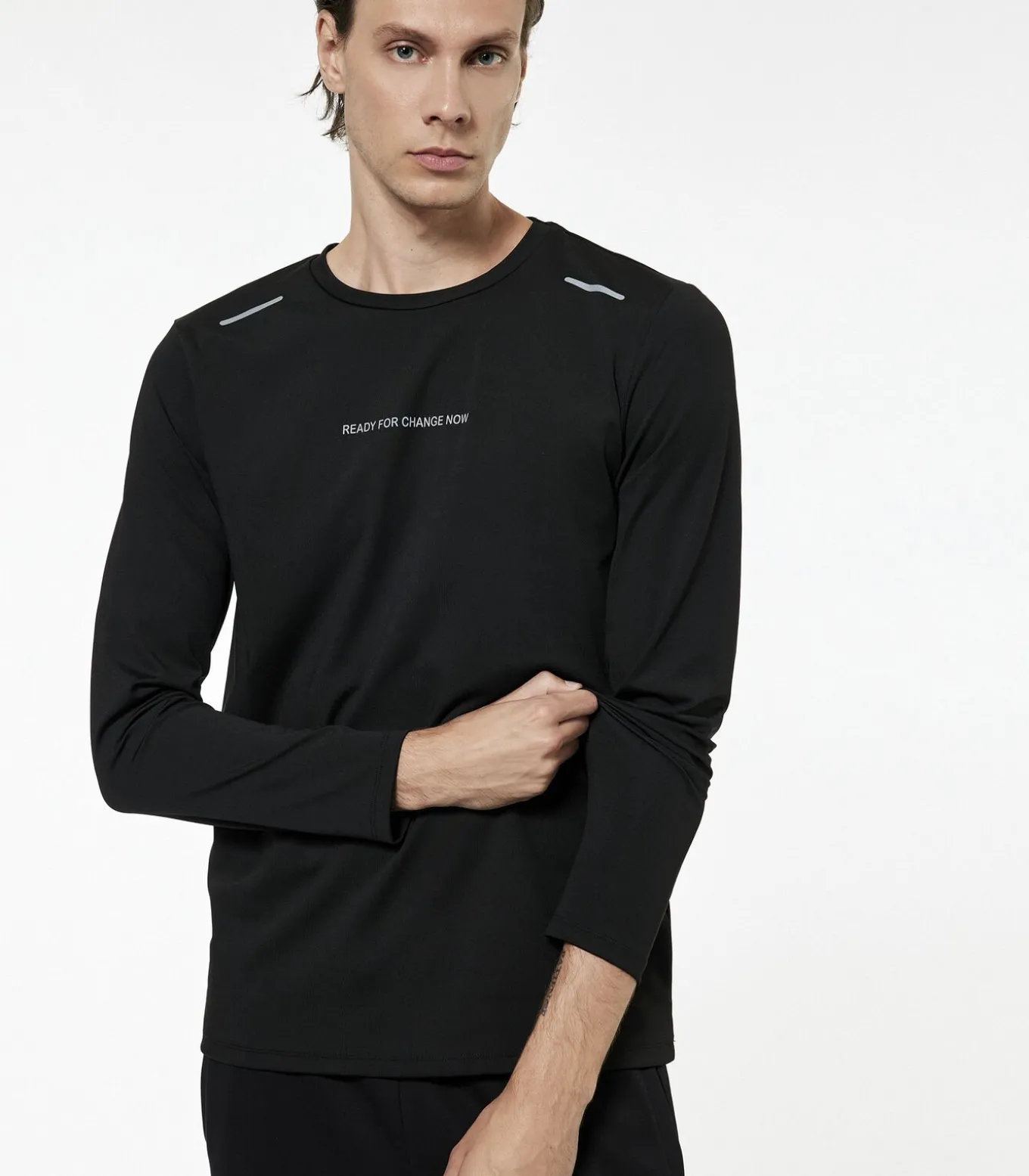 Zwart Lang Mouwloos Bedrukt T-shirt